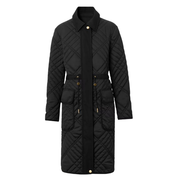 Burberry Embroidered Logo Quilted Coat