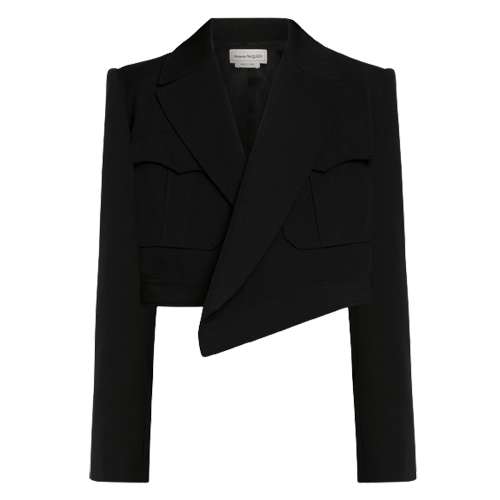 Alexander McQueen Asymmetric Military Cropped Jacket