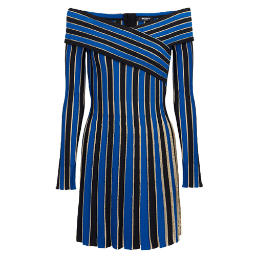 Balmain Metallic Striped Knit Dress