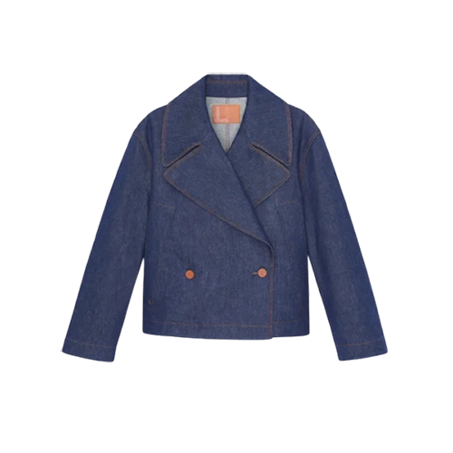 Lafayette148 L148 Denim Wide Collar Double-Breasted Jacket