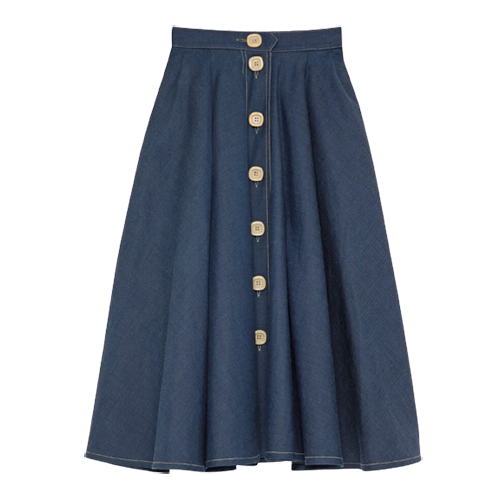 Gucci Pleated Denim Skirt