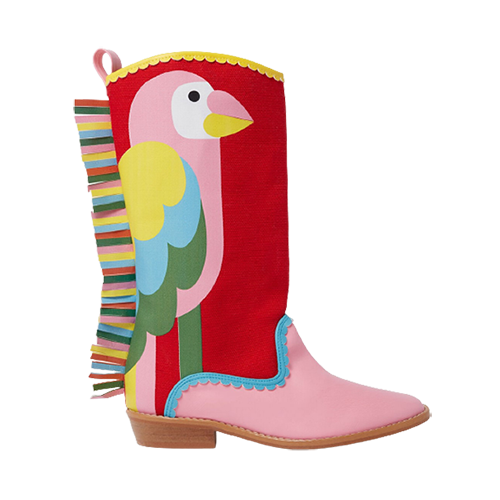 Stella McCartney Kids' Parrot Print Fringed Cowboy Boots