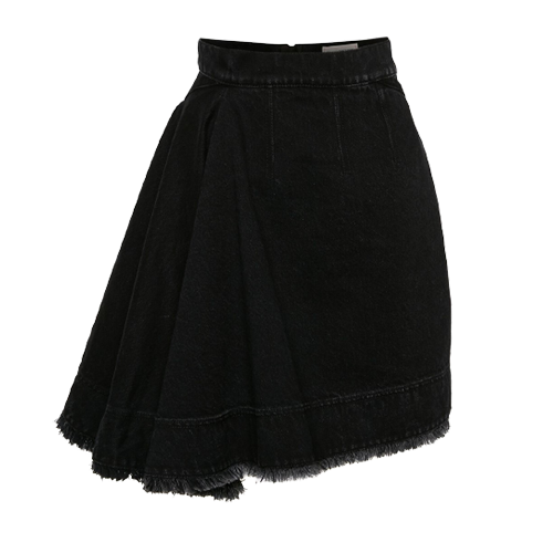 Alexander McQueen Asymmetric Mini Denim Skirt