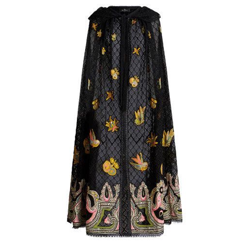 Etro Lace Cape with Embroidery and Intarsia