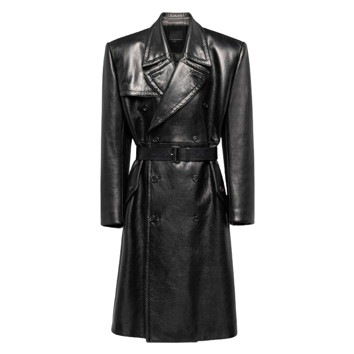 Prada Oversized Double-Breasted Leather Trench Coat