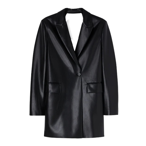MSGM Wrap Blazer Dress in Faux Leather with Detailed Rear Opening