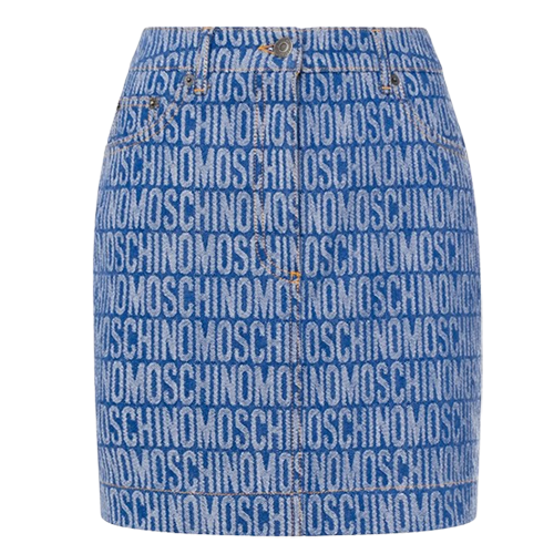 Moschino All-Over Logo Denim Mini Skirt