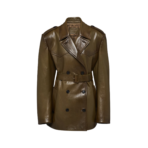 Prada Double-Breasted Leather Coat