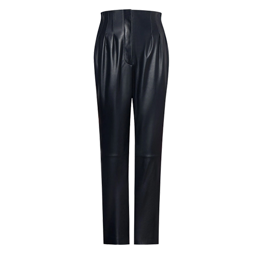 Alberta Ferretti Nappa Leather Trousers with Pleats