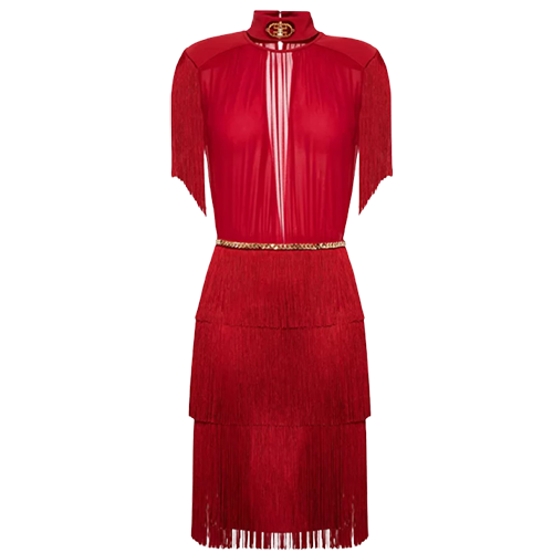 Elisabetta Franchi Calf-Length Dress with Fringes