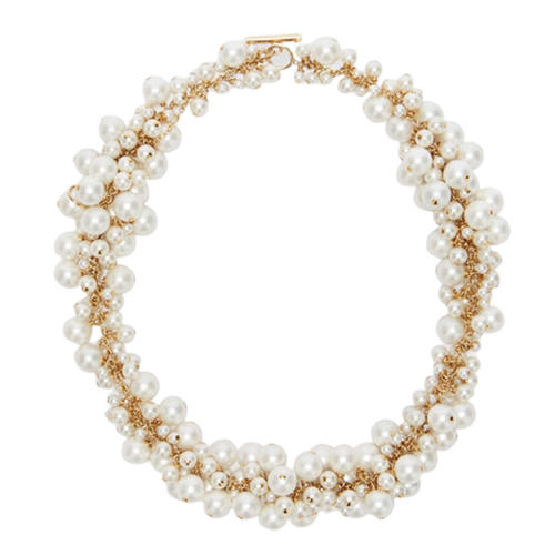 Jil Sander Brass Necklace with Freshwater Pearls