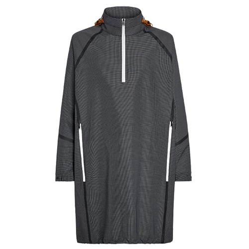 Ermenegildo Zegna Black and White Ripstop Wool with Dyneema® 3-Layer Hooded Cape