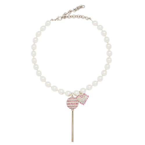 Alessandra Rich Pearl Necklace with Lollipop and Heart