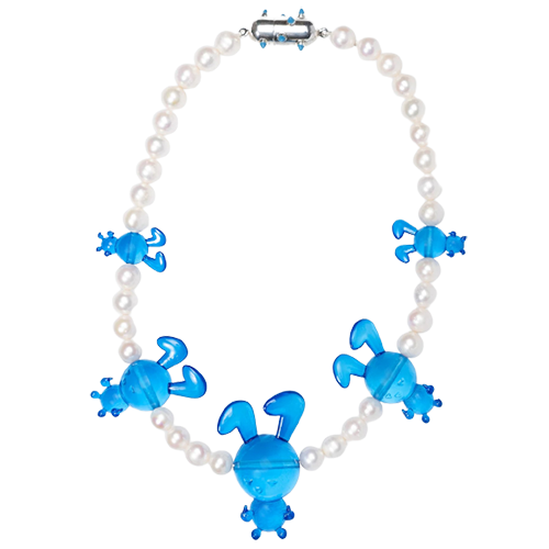 Natasha Zinko Blue Bunnies Necklace