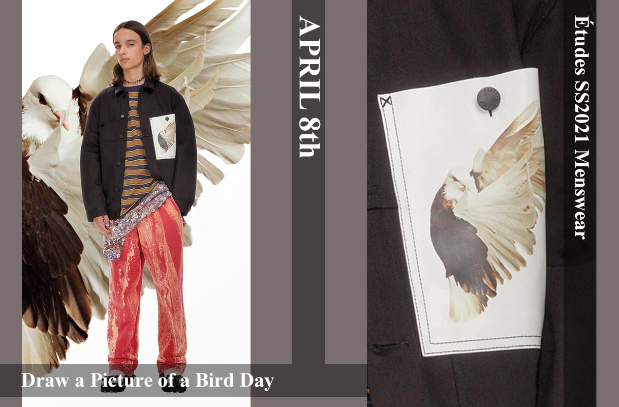 8th April: Draw a Picture of a Bird Day - Études SS2021 Menswear