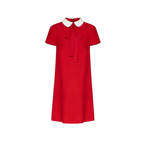 REDValentino Crepe Envers Satin Dress with Collar Detail