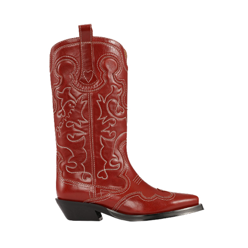 Ganni Embroidered Western Boots 