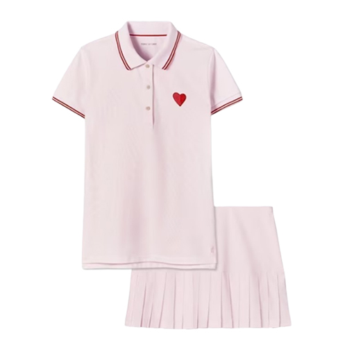 Tory Burch Sport The Performance Piqué-Heart Polo and Pleated-Hem Tennis Skirt Set