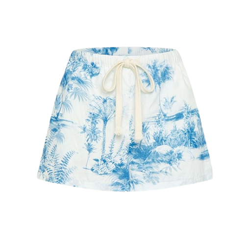REDValentino Cotton Shorts With Tropical Toile De Jouy Print