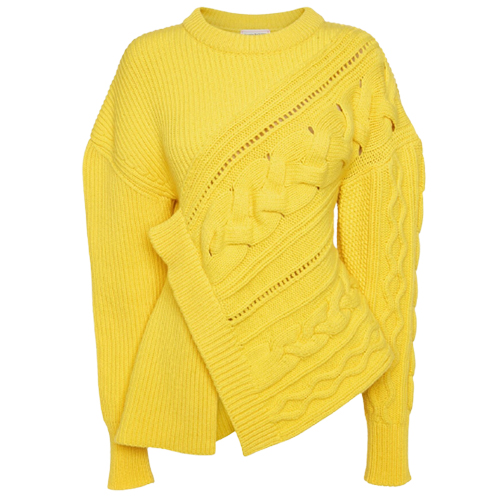 Alexander McQueen Pieced And Patched Twisted Jumper in Bright Yellow