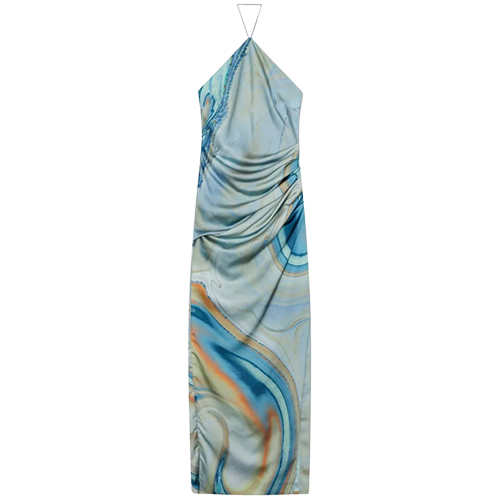 Simkhai Hansel Marble-Print Gown