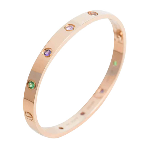 Cartier Rainbow Multi Gem Love Bracelet in Rose Gold