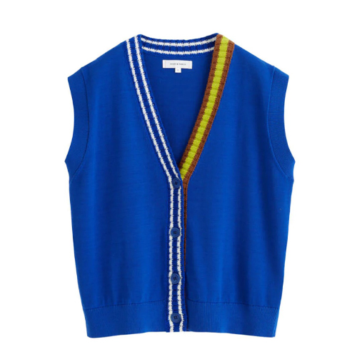 Chinti & Parker Cobalt Cotton Norwood Sweater Vest