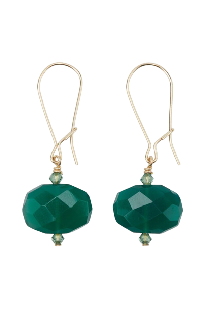Margo Morrison - Earrings with Faceted Green Onyx