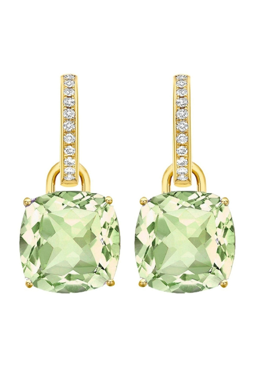 Kiki McDonough - Kiki Classics 18ct Gold Green Amethyst & Diamond Detachable Hoop Earrings