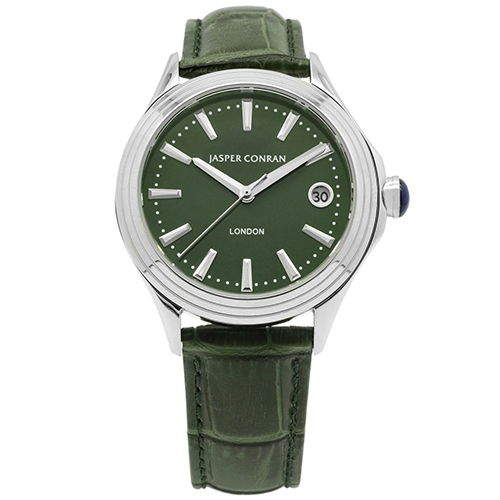 36mm Watch with Green Dial and Green Leather Strap