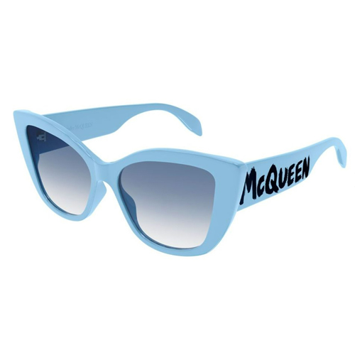 Alexander McQueen - Graffiti Logo Cat Eye Sunglasses in Light Blue