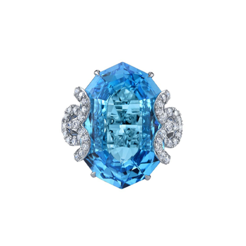 Ruby & Oscar - Swiss Blue Topaz & Diamond Imperial Ring in 9ct White Gold