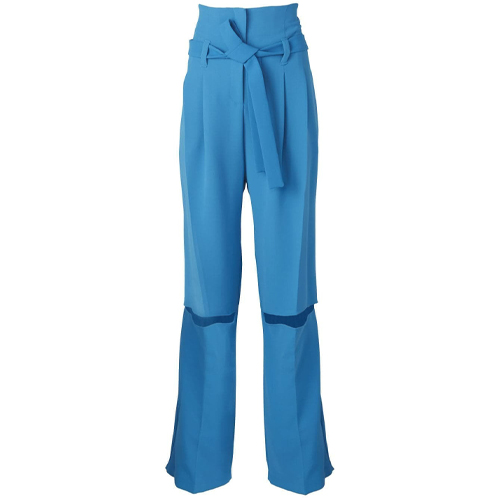 A.W.A.K.E. Mode - Wide Leg Trousers with Slits in Blue