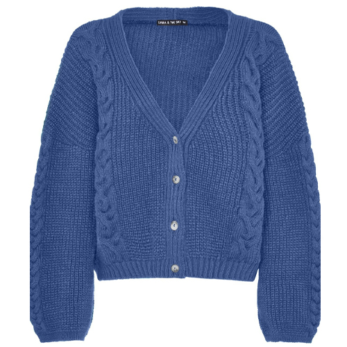 Cara & The Sky - Sienna Cable Cardigan in Denim Blue