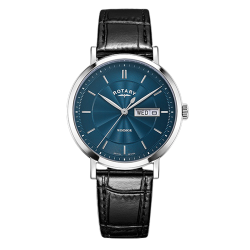 Rotary - Windsor Gents Watch with Blue Guilloche Dial