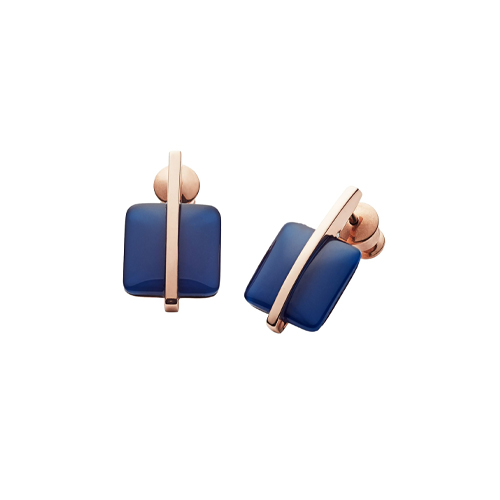 Skagen - Blue Sea Glass Rose-Gold-Tone Drop Earrings