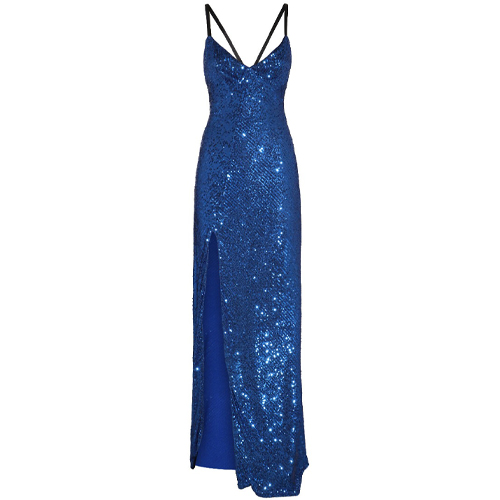 Pinko - Glitter Long Dress in Blue
