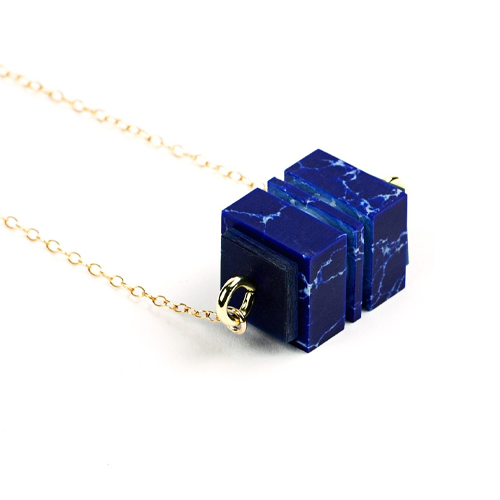 Lily Kamper - Azure Blue Cube Pendant