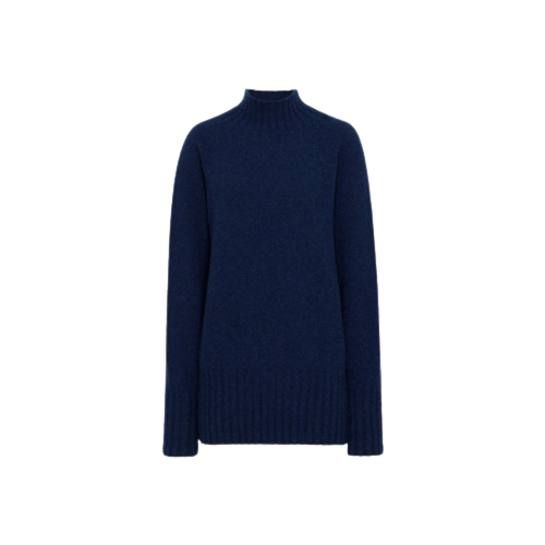 Really Wild Clothing - Lambswool Mock Turtle Neck Jumper in Blue Marl