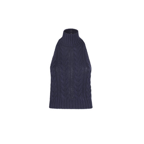 Max Mara - Open Back Knitted Top in Navy Blue