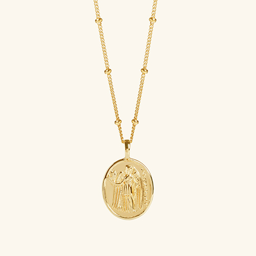 Athena Coin Necklace With Bead Chai