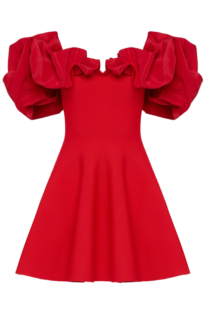 Alexander McQueen - Hybrid Ruched Mini Dress in Red Viscose
