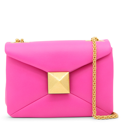 Pink Leather One Stud Shoulder Bag