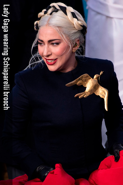 Lady Gaga wearing Schiaparelli brooch