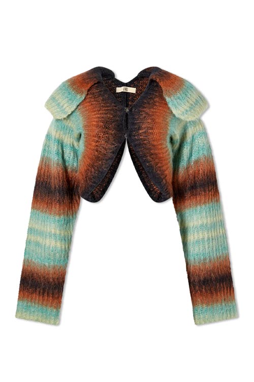 KNWLS Precious Cropped Gradient Cardigan in Teal Mix