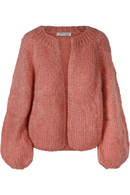 tirillm Soy Hand Knitted Chunky Mohair Cardigan in Dusty Pink