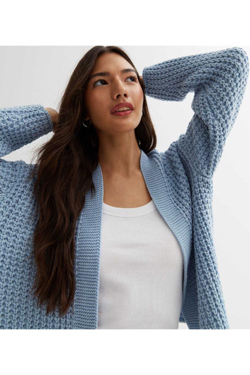 New Look Pale Blue Chunky Knit Cardigan