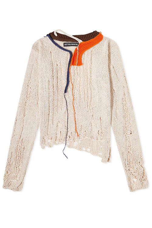 Ottolinger Distressed Knit Sweater in Beige