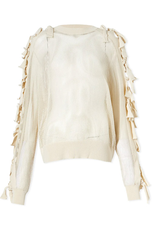 Toga Pulla Fringe Knit Sweater in Off White