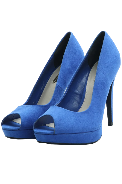 Preowned Dorothy Perkins Peeptoe Heels in Blue Suede Size UK6